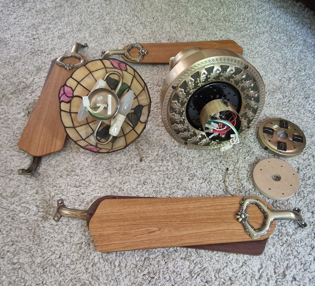 tiffany plafondventilator met verlichting, Ophalen, Vintage, Zo goed als nieuw, Glas