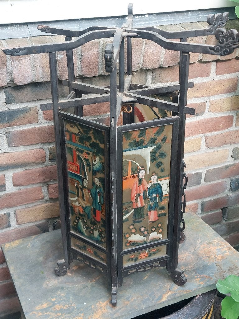 chinese lamp hout achterglas schildering, Ophalen