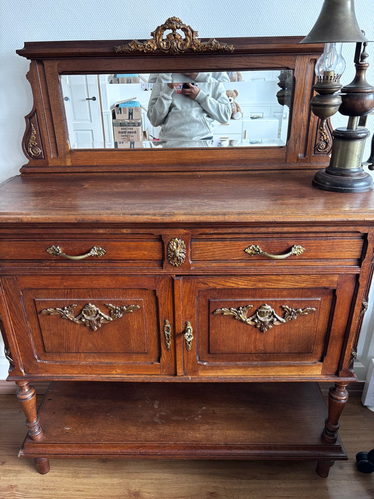 Antiek dressoir met spiegel en lade, Antiek en Kunst, Ophalen