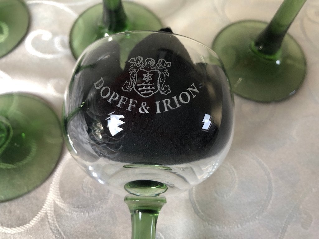 Prachtige set van vijf wijnglazen van wijnhuis Dopff & Irion, Glas of Glazen, Ophalen of Verzenden, Overige stijlen, Glas