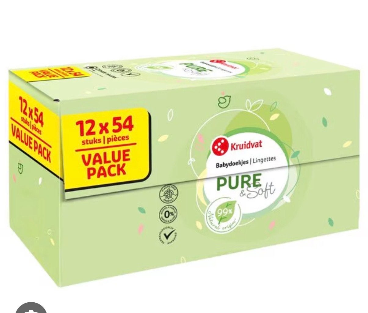 2 Dozen Kruidvat Babydoekjes Pure & Soft (24x54 stuks), Ophalen of Verzenden, Nieuw