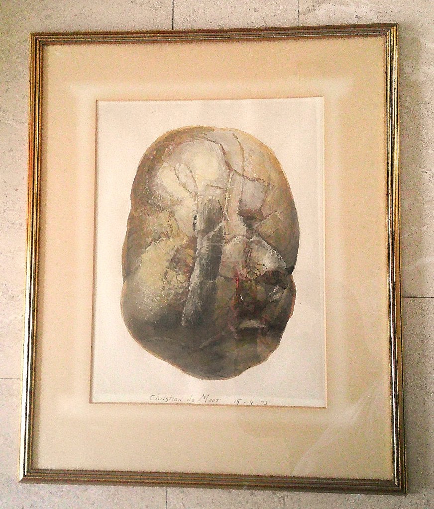 (Portret) in een steen 15-4-1973- Christian de Moor 1899-'81, Overige stijlen, Portret of Personen, Gedateerd, Ophalen of Verzenden
