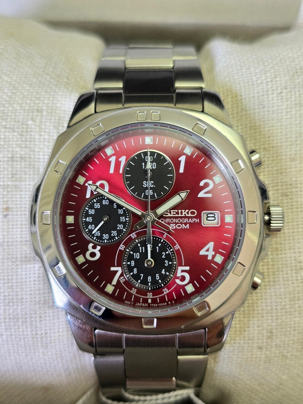Seiko Chronograph Red Panda SND495PC – Zeer nette staat, Sieraden, Tassen en Uiterlijk, Horloges | Heren, Staal, Polshorloge, Ophalen of Verzenden