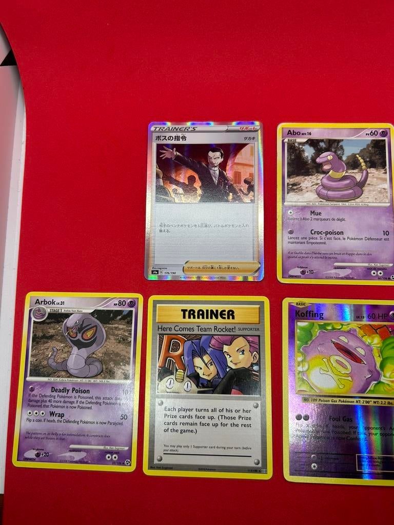 Team Rocket Lot Ekans Arbok Koffing + Giovanni (Japans) + XY, Ophalen of Verzenden, Zo goed als nieuw, Meerdere kaarten