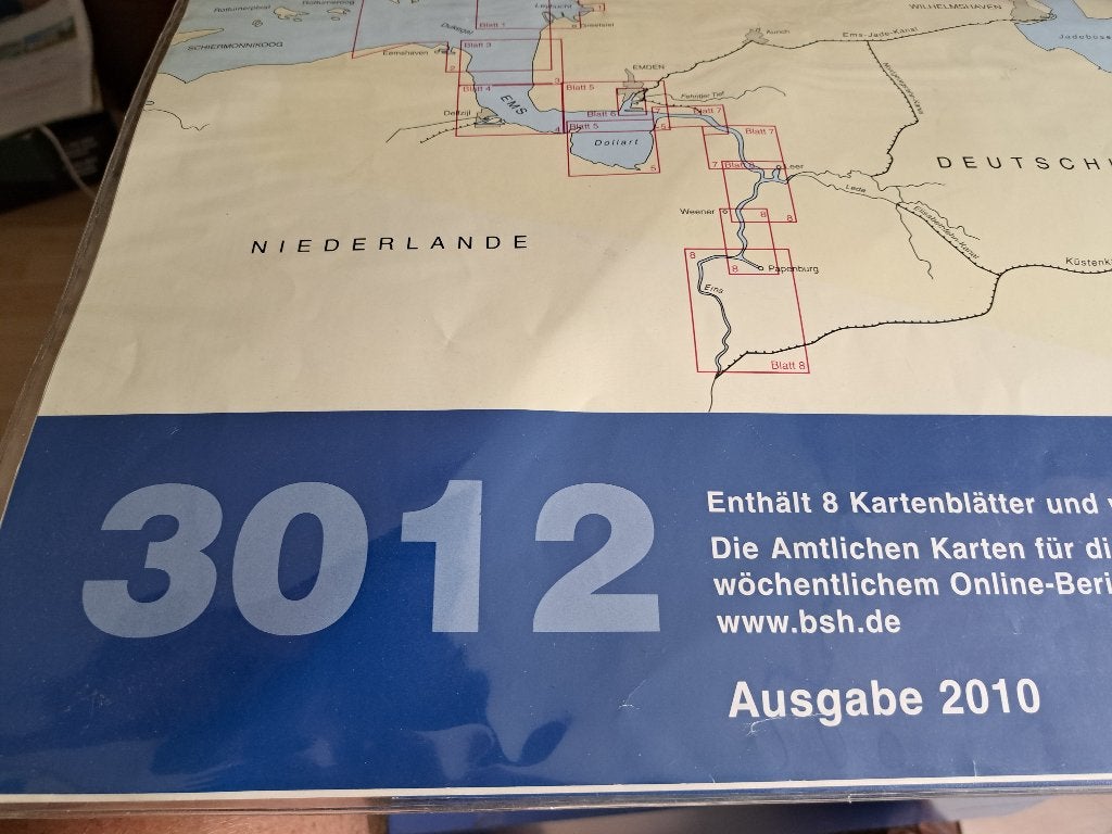 Zeekaart aanloop vanaf Noordzee naar Ems, Ophalen, Zo goed als nieuw, Duitsland, 2000 tot heden