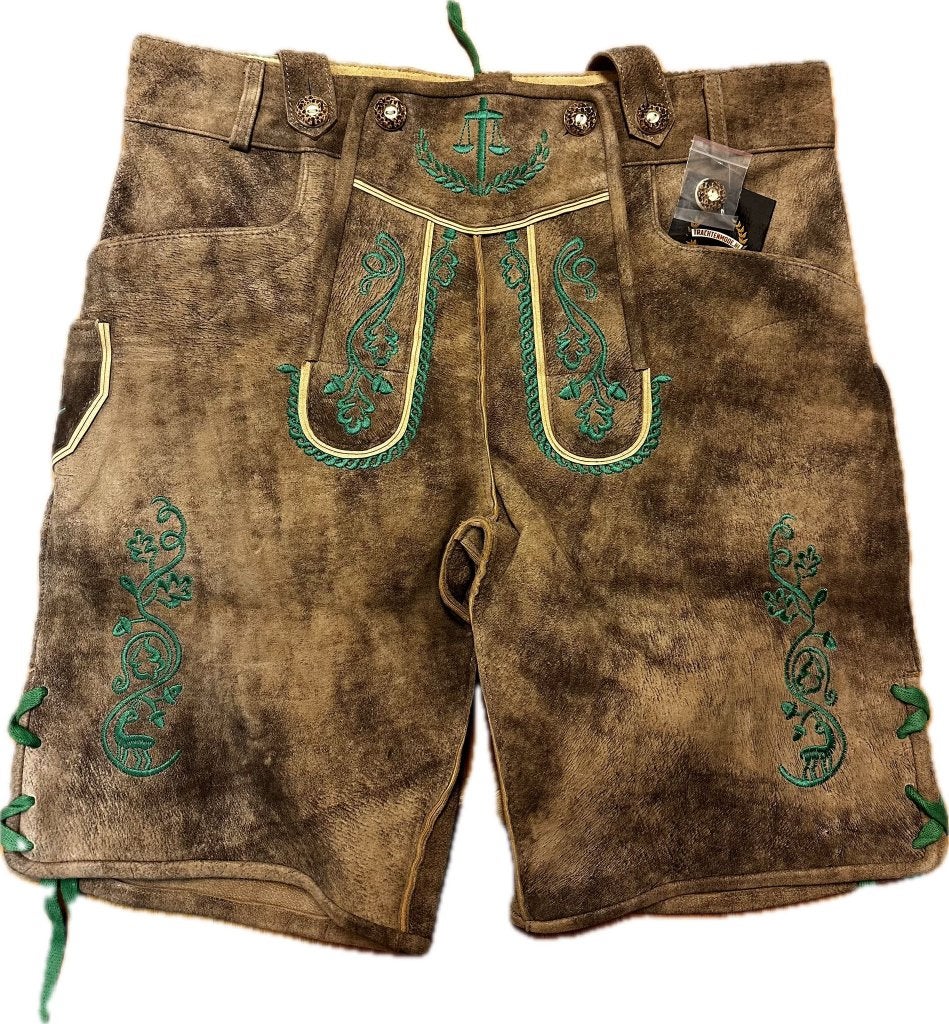 Heren lederhosen kort maat 50 tm 56 ziegenleder, Kleding | Heren, Maat 48/50 (M), Ophalen of Verzenden, Kleding, Historisch