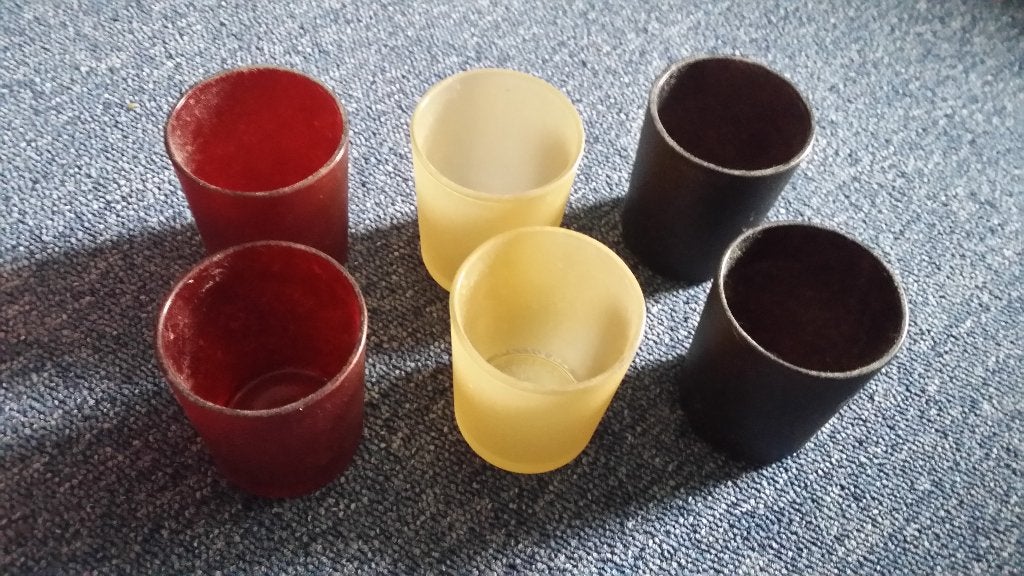 6 theelicht houders, Gebruikt, Meerkleurig, Ophalen of Verzenden, Glas