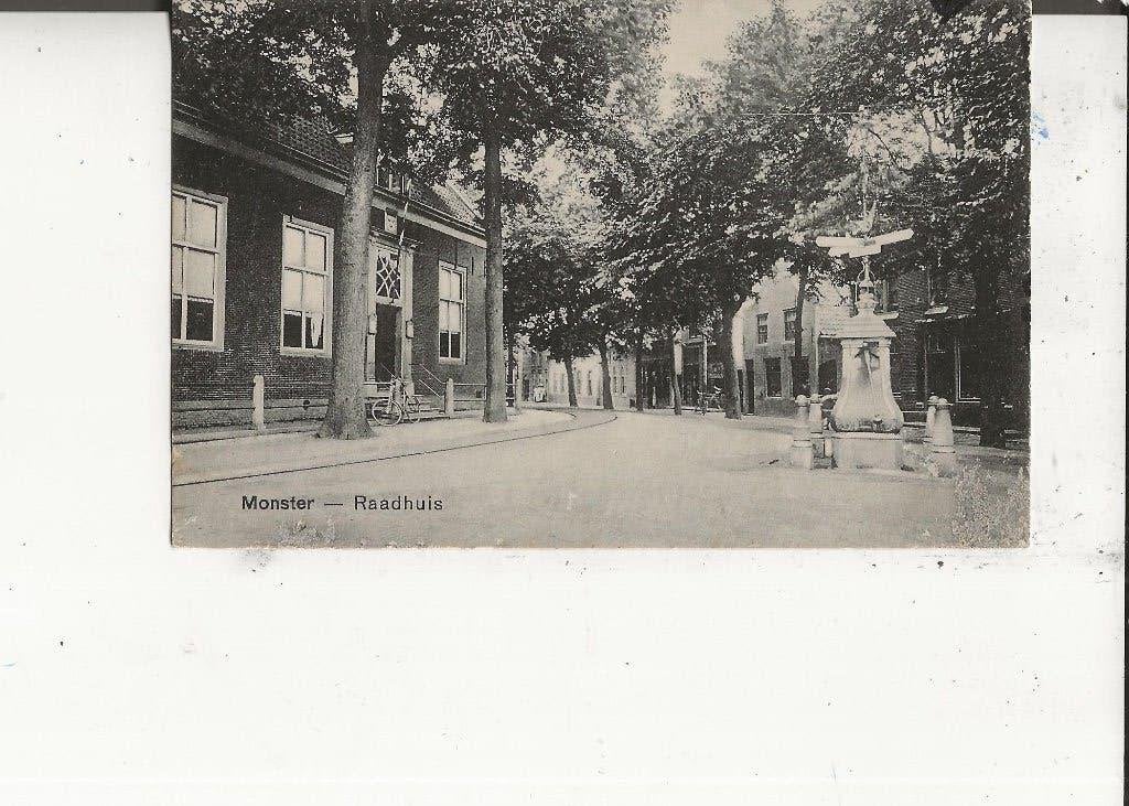 Monster Raadhuis en Dorpspomp met ANWG-bord Recl W Troost, Ophalen of Verzenden, Voor 1920, Ongelopen, Zuid-Holland