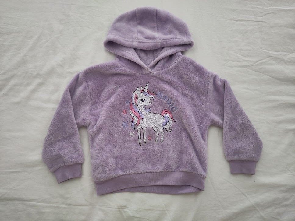 Hoodie met eenhoorn pailletten - Maat 110/116, Gebruikt, Meisje, Trui of Vest, Ophalen of Verzenden