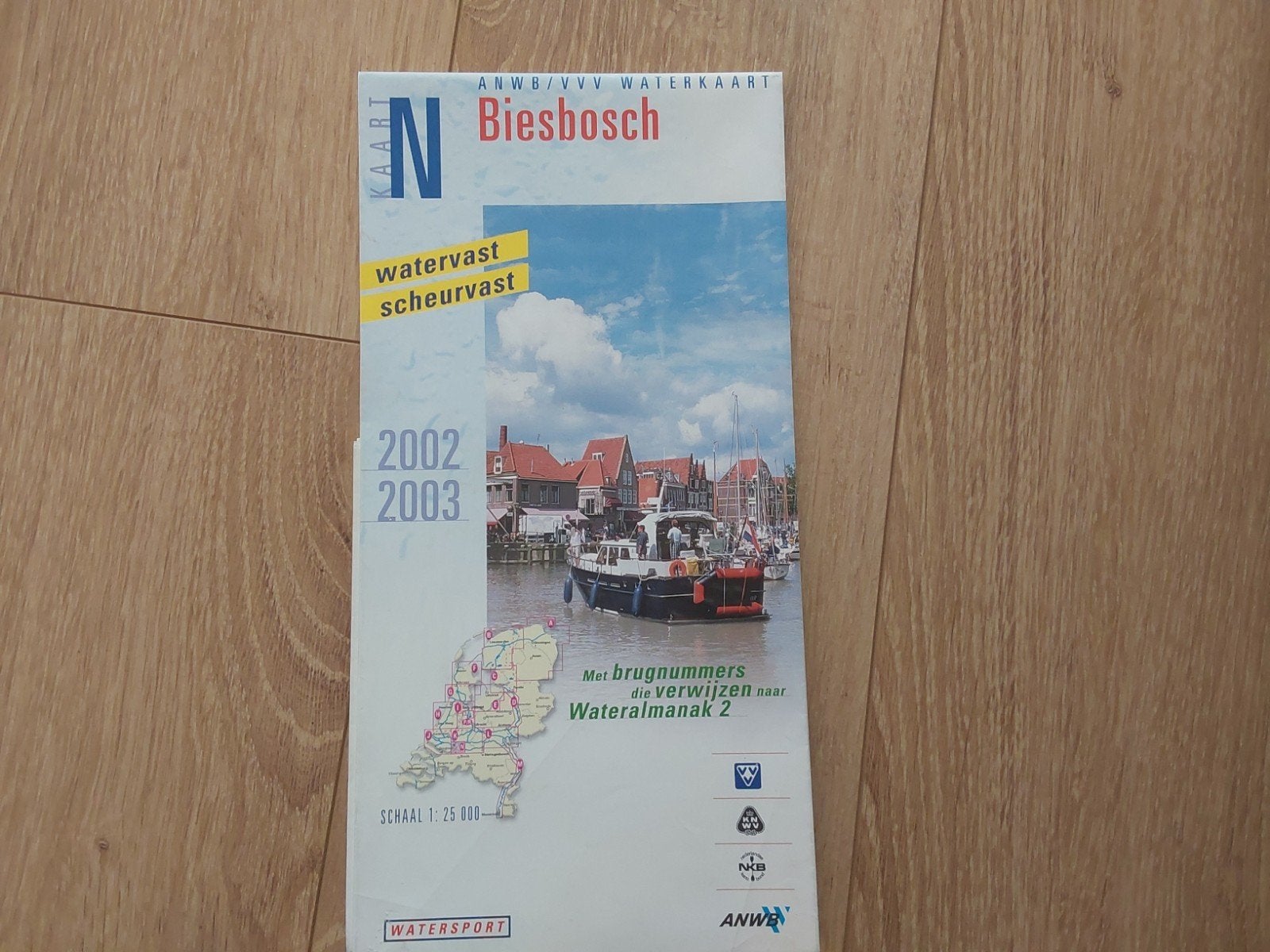 ANWB/VVV Waterkaart Biesbosch 2002-2003, Ophalen of Verzenden, Zo goed als nieuw