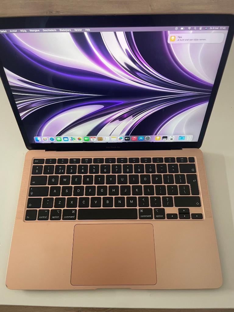 MacBook Air 2020, 8GB RAM – 256GB SSD (Roségoud) compleet, 256 GB, Qwerty, 8 GB, 13 inch