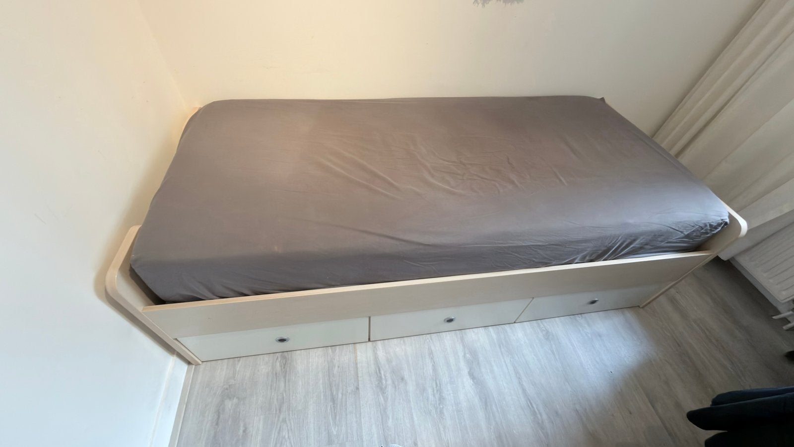 Eenpersoonsbed met opberglades, Huis en Inrichting, Slaapkamer | Bedden, Ophalen, Gebruikt, 90 cm, Eenpersoons