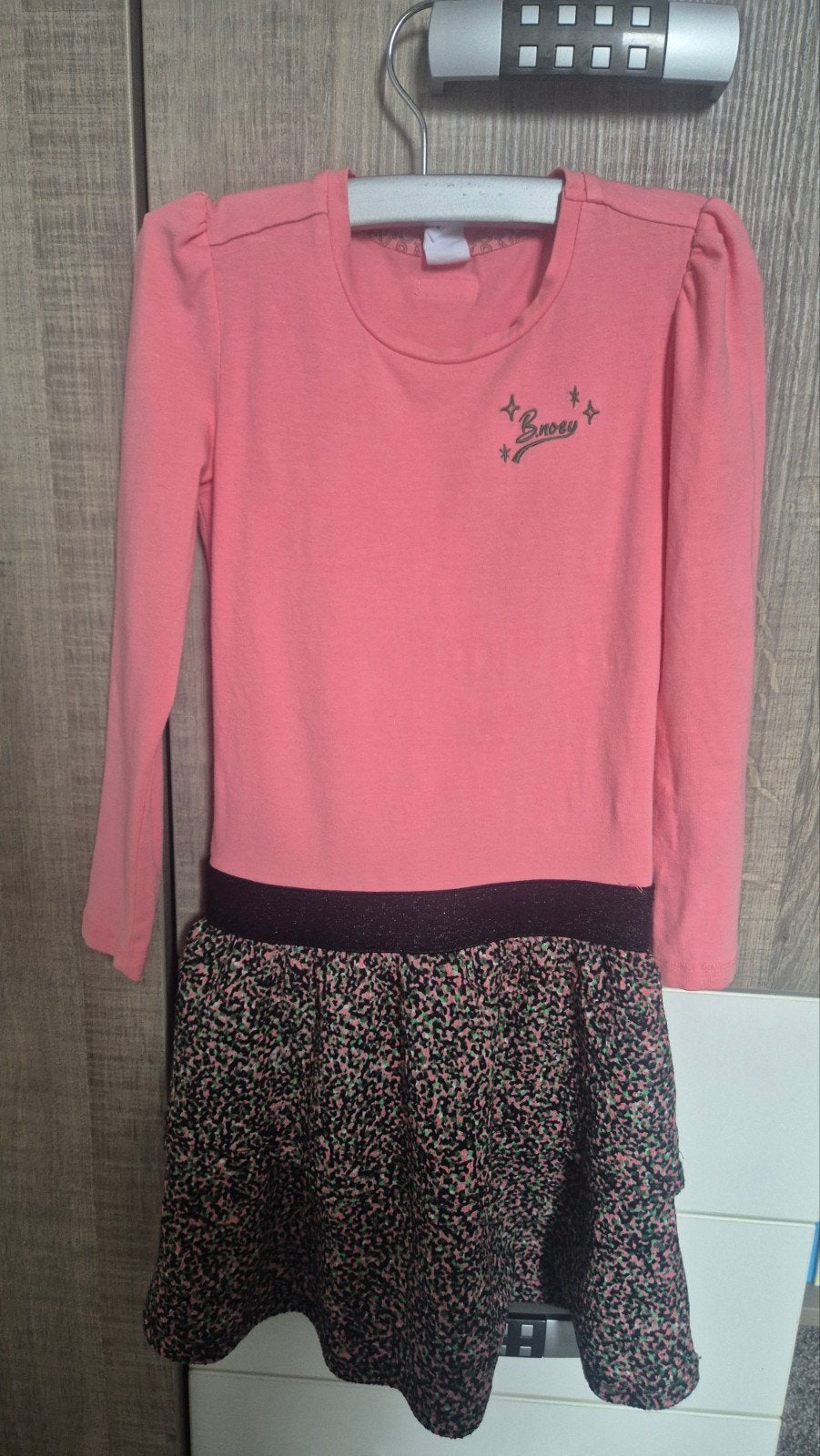 B.Nosy jurk maat 116, roze met print, Gebruikt, B.Nosy, Meisje, Ophalen of Verzenden