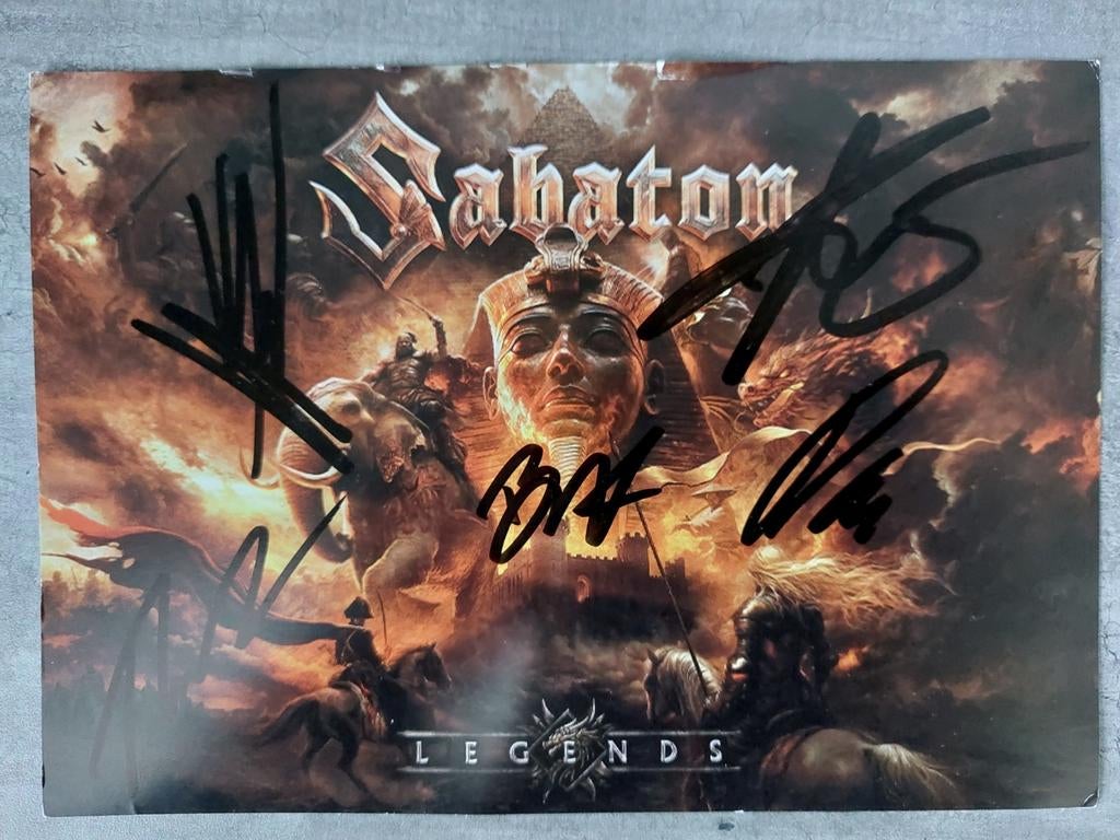 Gesigneerde Sabaton Legends kaart, Ophalen of Verzenden, Gebruikt, Foto of Kaart, Gesigneerd
