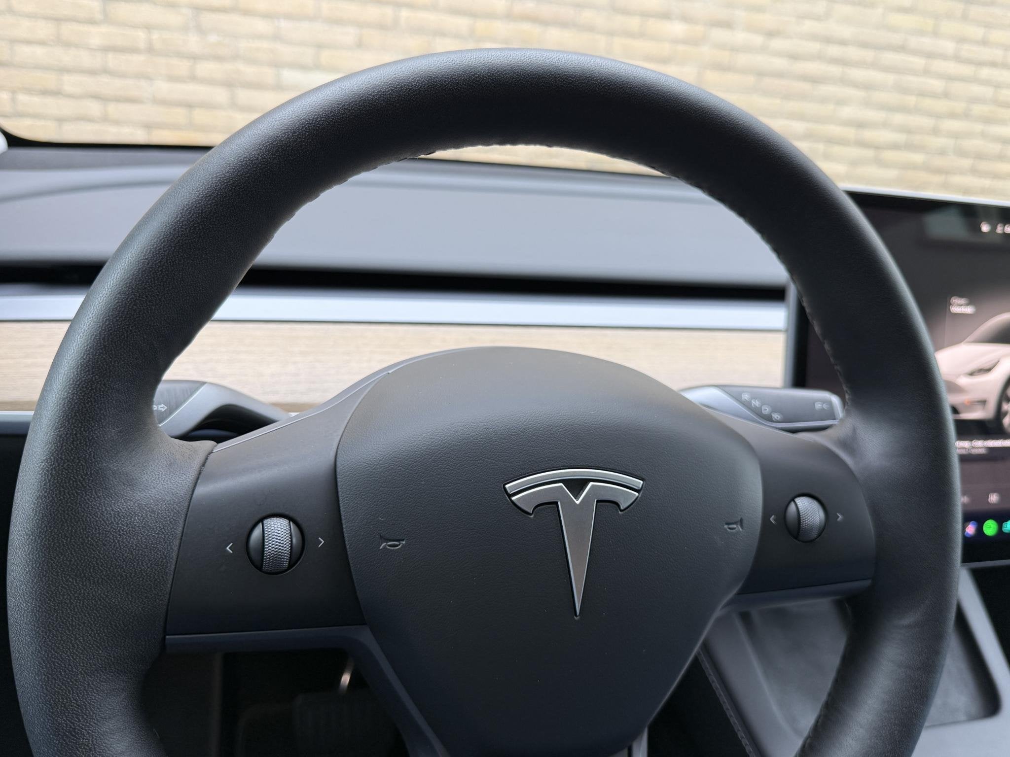 Tesla Model Y Long Range AWD 75 kWh SOH 93% | Lederen bekled, Automaat, Stof, Gebruikt, Wit