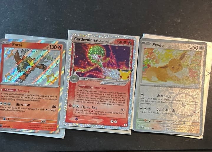 Pokémon Kaarten: Entei, Gardevoir ex, Eevee - Foil, Ophalen, Zo goed als nieuw, Meerdere kaarten, Foil