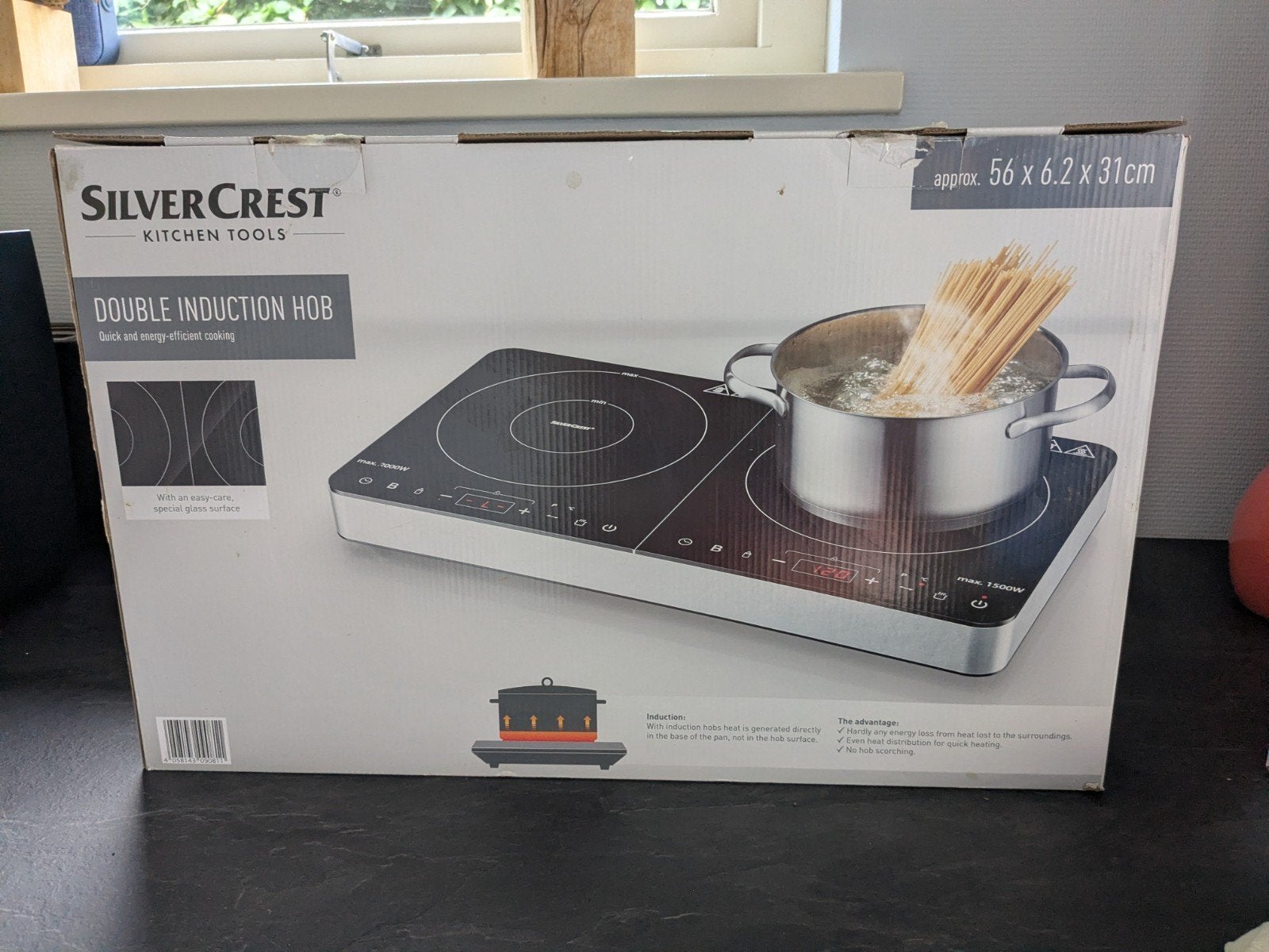 SilverCrest Dubbele Inductiekookplaat - Zo goed als nieuw, Witgoed en Apparatuur, Kookplaten, 3 kookzones of minder, Ophalen of Verzenden