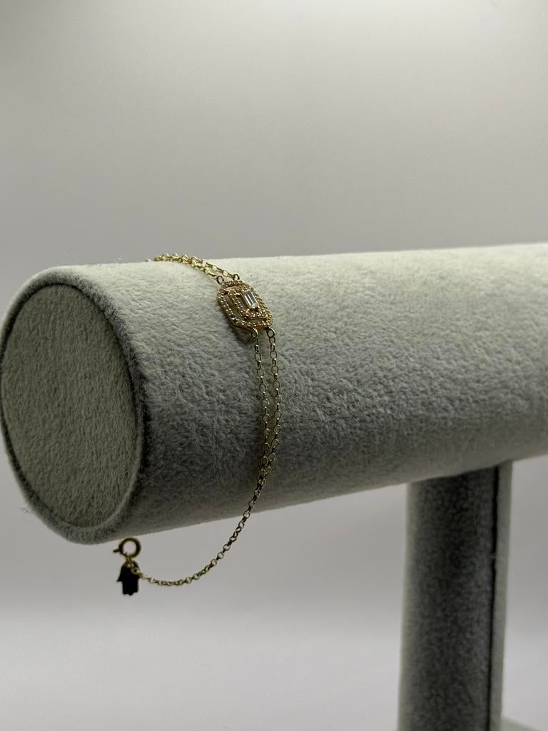 18K Gouden Dubai armband met Diamant en hand van fatima, Sieraden, Tassen en Uiterlijk, Armbanden, Nieuw, Ophalen of Verzenden