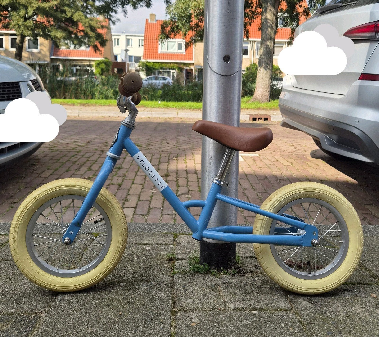 Veloretti loopfiets - Blauw met crème banden, Ophalen, Gebruikt, Minder dan 16 inch, Veloretti