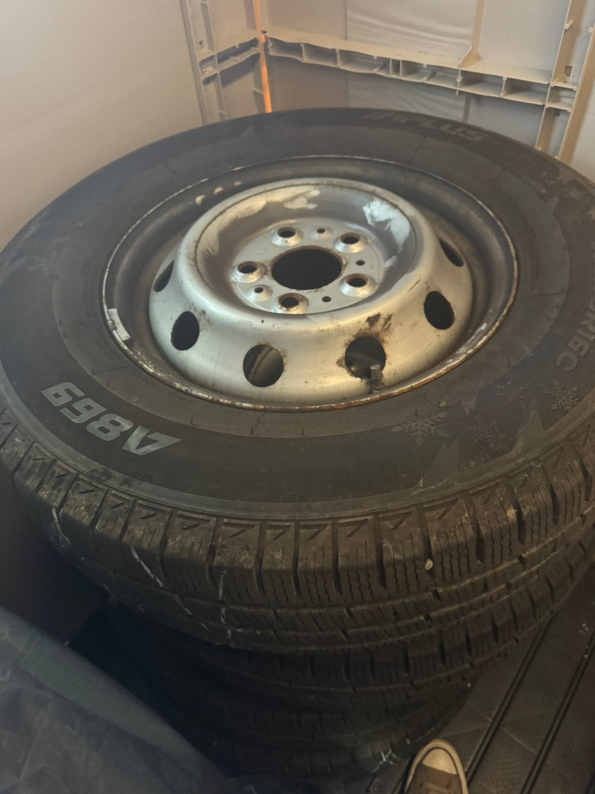 Winterbanden op stalen velg Camper, Ophalen of Verzenden, Gebruikt