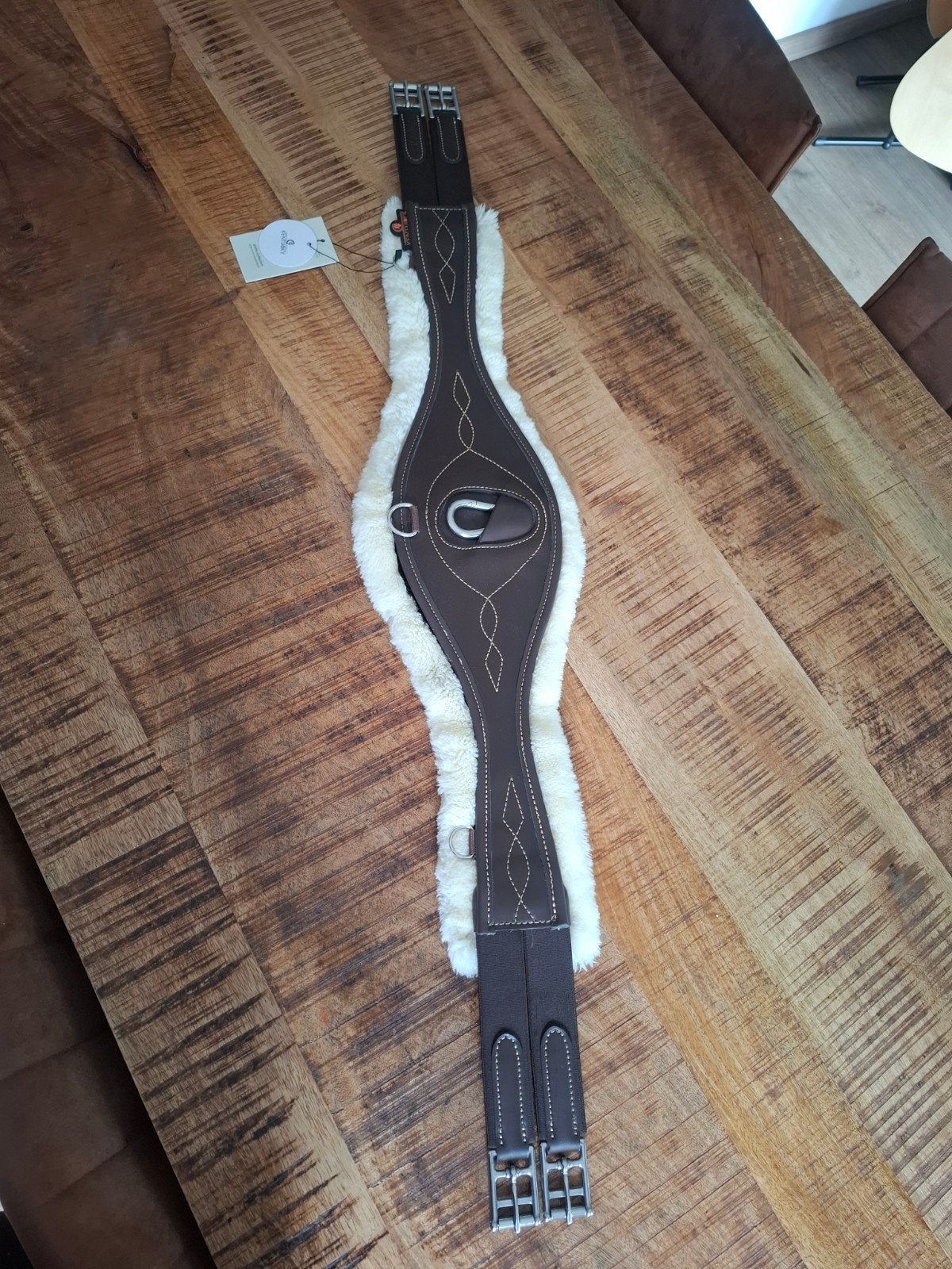 KENTUCKY anatomische springsingel met bont. #115cm NIEUW!, Springen, Bruin, Singel, Nieuw