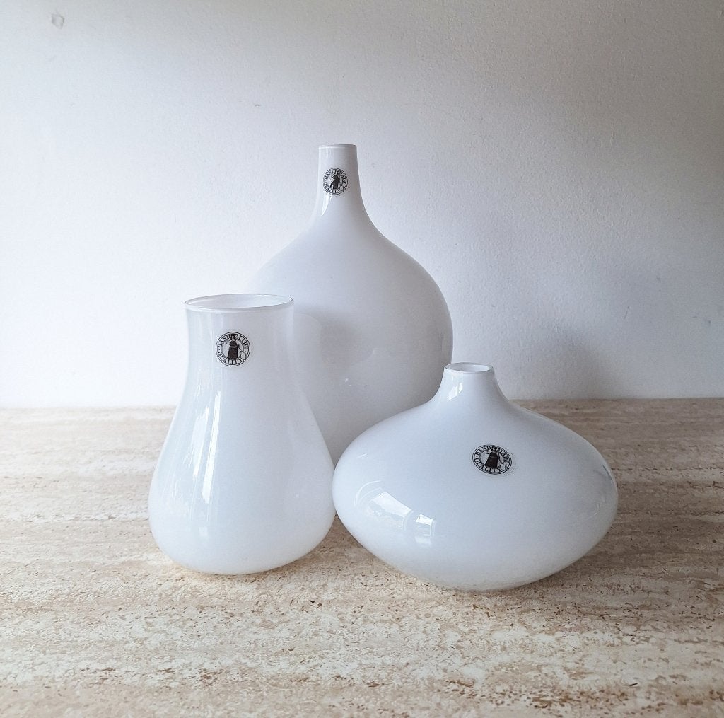 3 x jaren90 vaasjes Ikea, Ophalen, Zo goed als nieuw, Wit, Glas