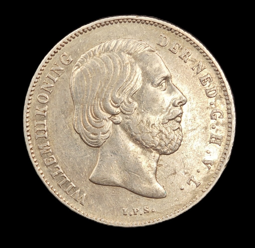 1864 1/2 Gulden Willem 3, Postzegels en Munten, Munten | Nederland, ½ gulden, Koning Willem III, Verzenden, Zilver