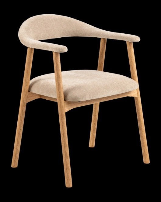 Nordic eetkamerstoel eikenhout beige - fonQ, Overige kleuren, Nieuw, Ophalen of Verzenden, Nordic