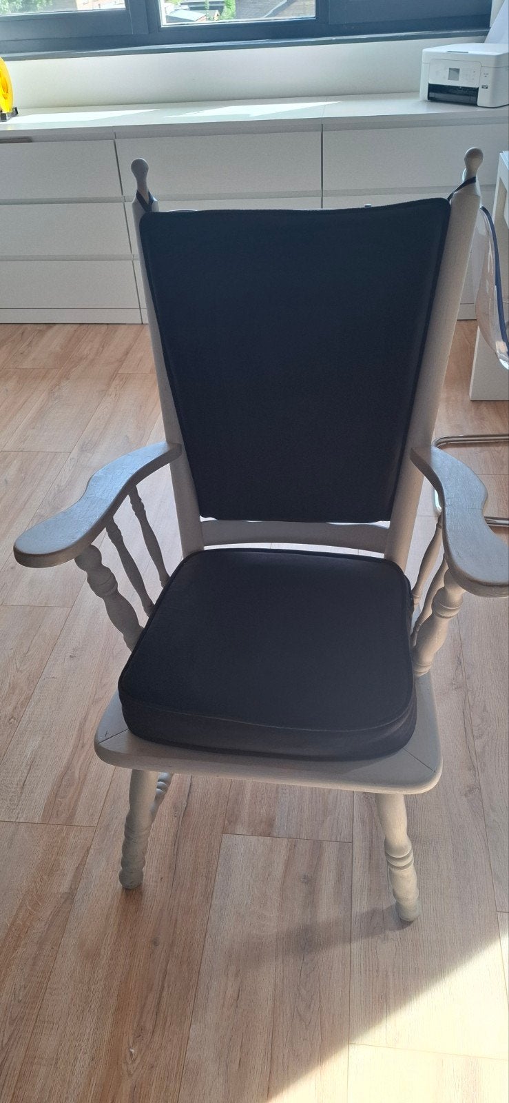 Comfortabele houten stoel met kussens, Ophalen, Gebruikt, Overige kleuren, Stof