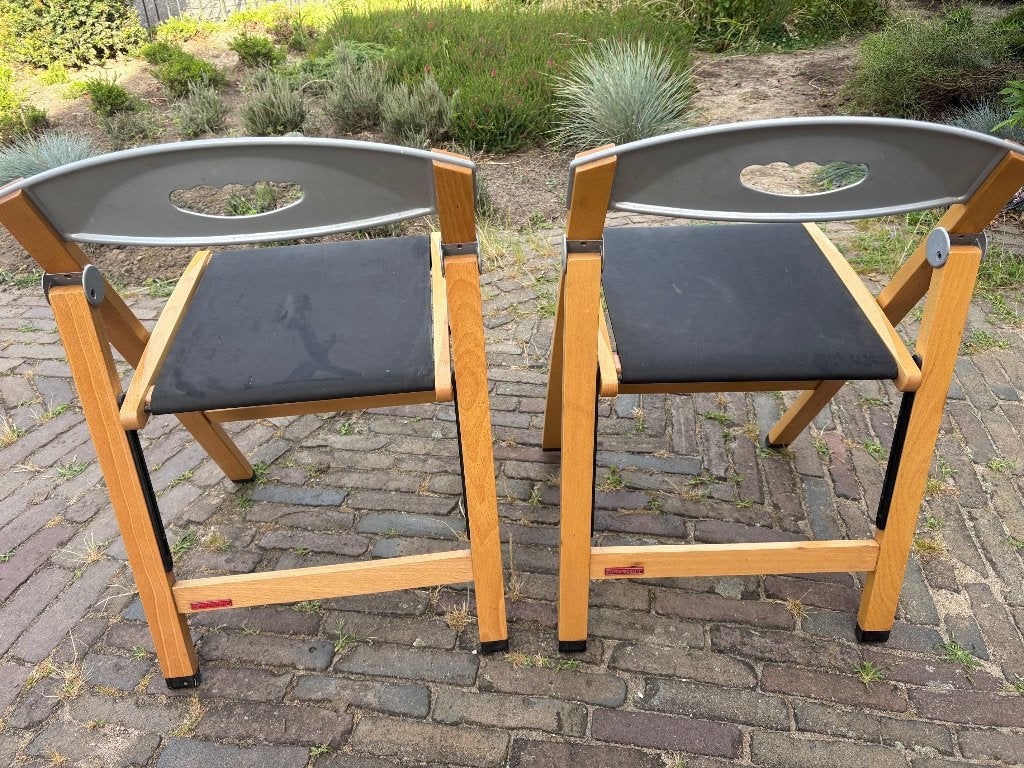 2 klapstoelen, Foppapedretti, Gebruikt, Twee, Zwart, Overige materialen