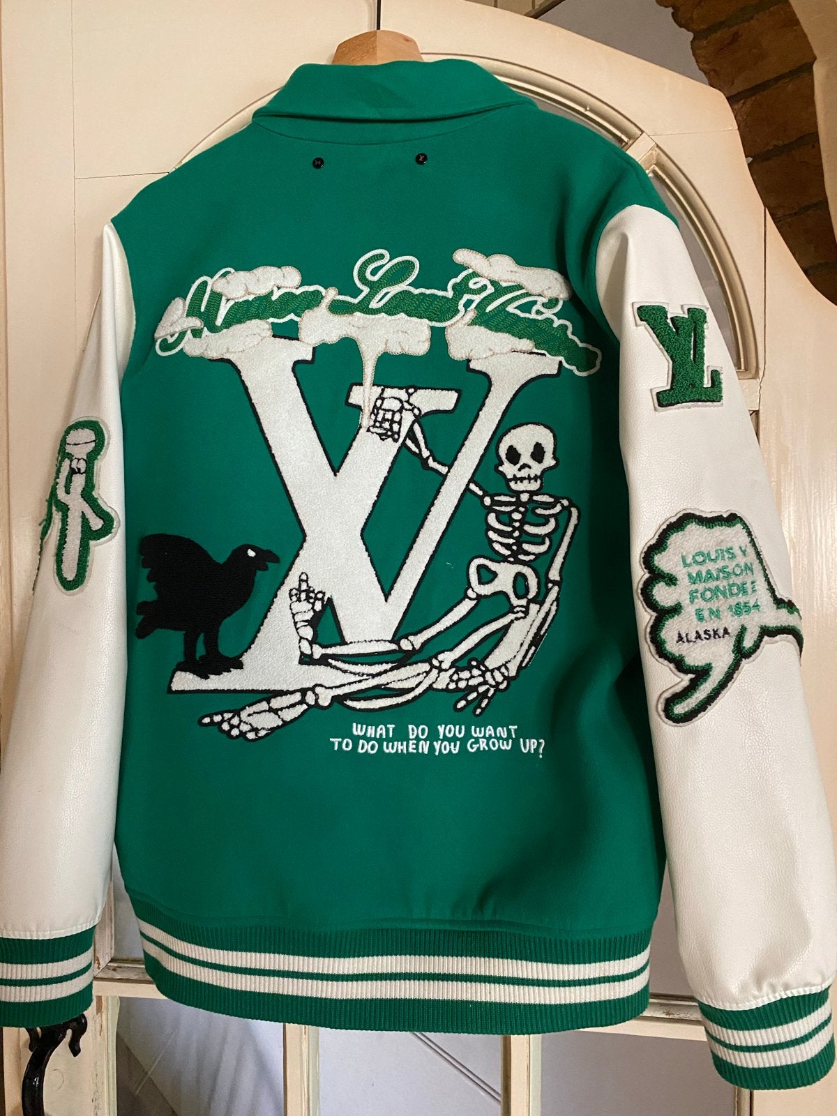 Louis Vuitton Varsity Jacket Groen L, Ophalen of Verzenden, Zo goed als nieuw, Groen