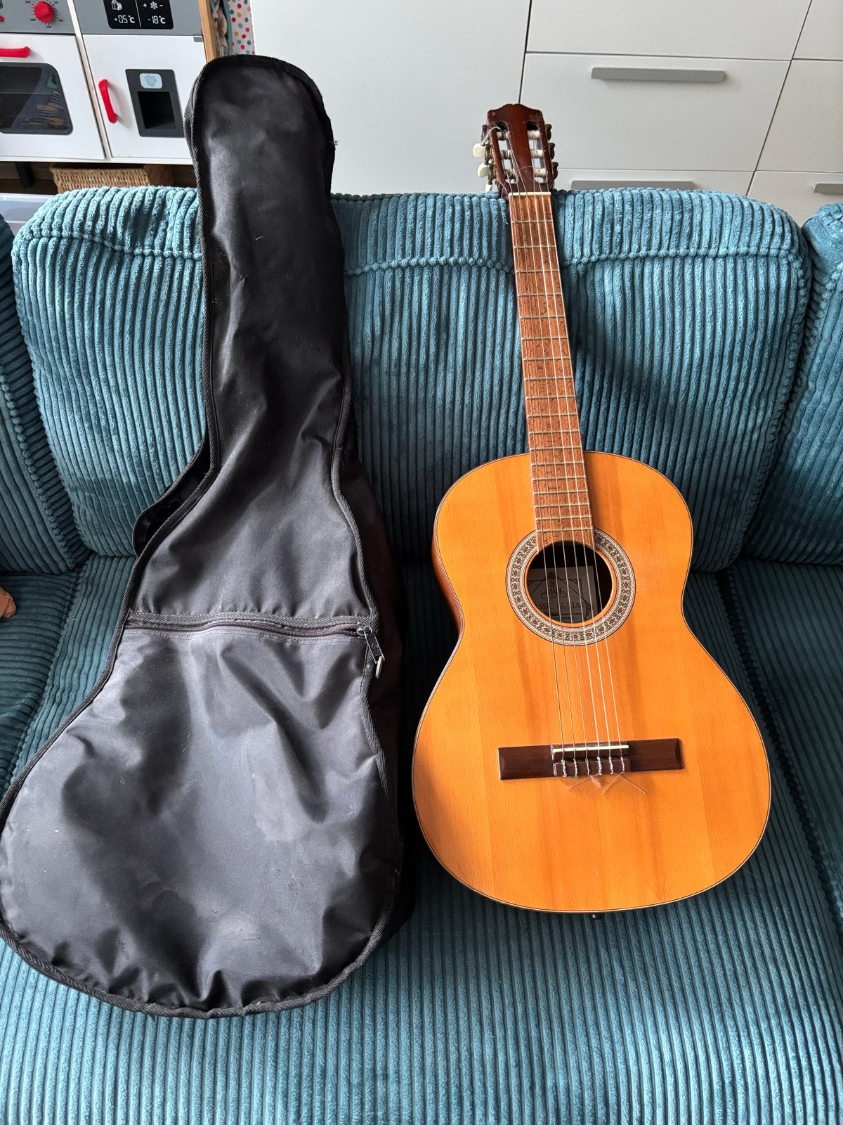 Klassieke gitaar met hoes - Gebruikt, Muziek en Instrumenten, Snaarinstrumenten | Gitaren | Akoestisch, Ophalen, Gebruikt, Klassieke of Spaanse gitaar