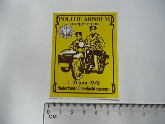 sticker 1978 POLITIE openluchtmuseum retro zijspan motor, Verzenden, Zo goed als nieuw