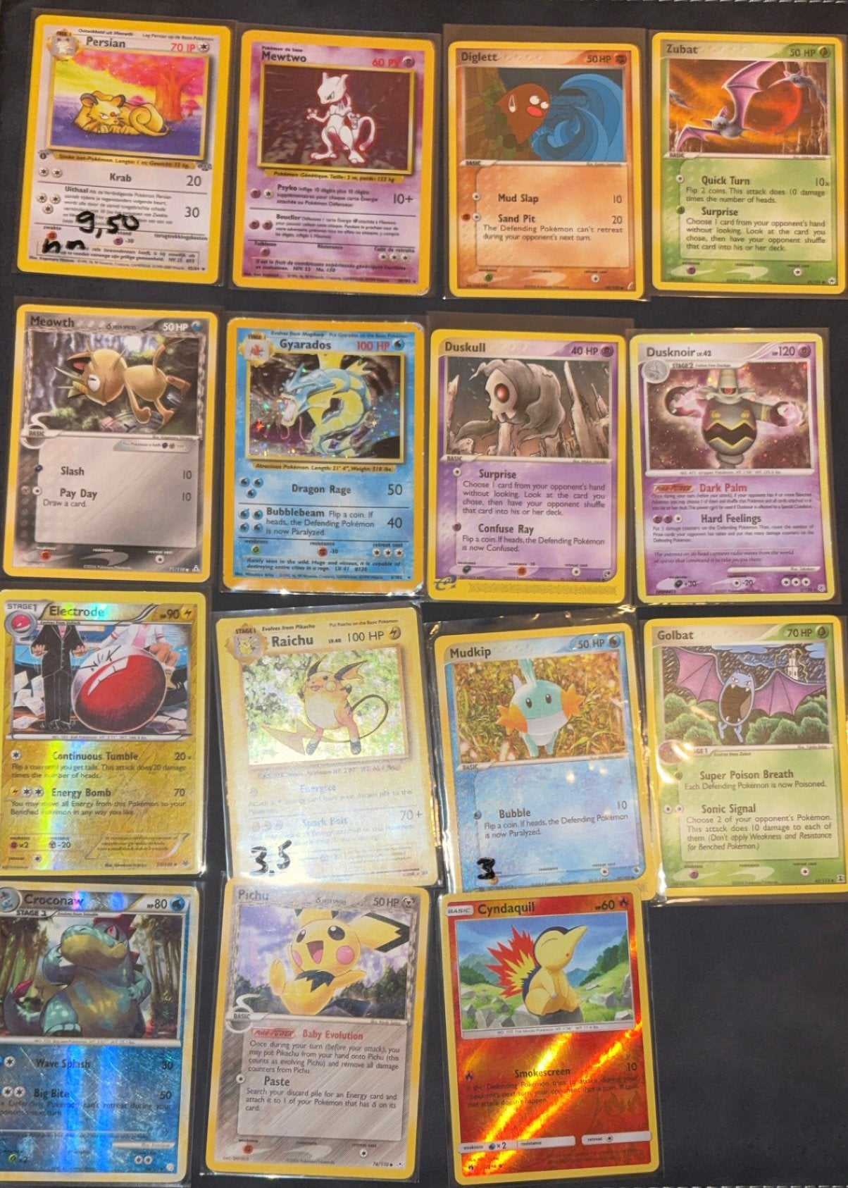 Vintage holo pokemon kaarten 1995 set mewtwo raichu gyarados, Ophalen of Verzenden, Zo goed als nieuw, Meerdere kaarten