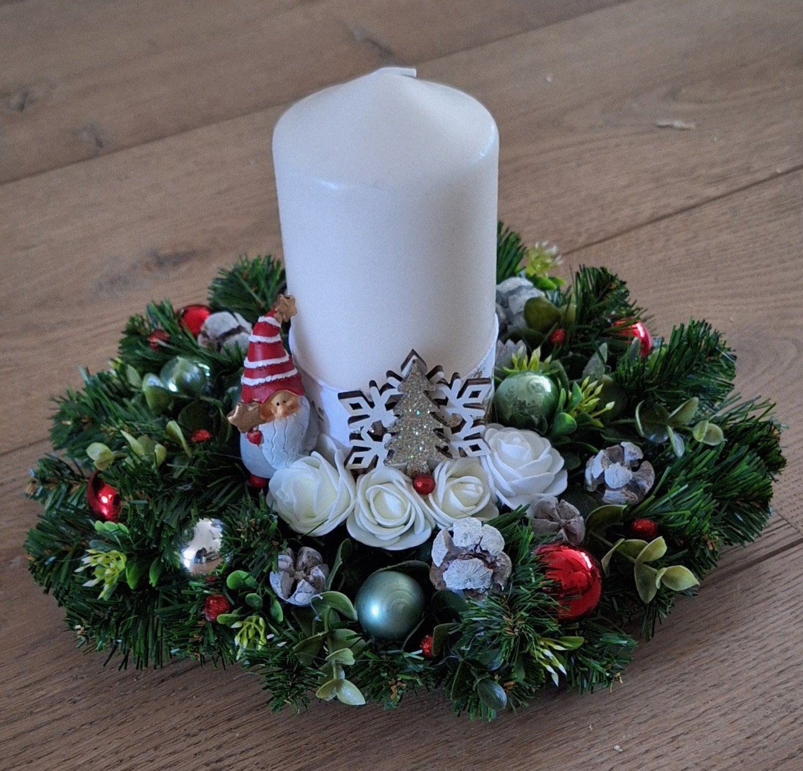 Handgemaakte groen/witte kerstdecoratie., Ophalen, Nieuw