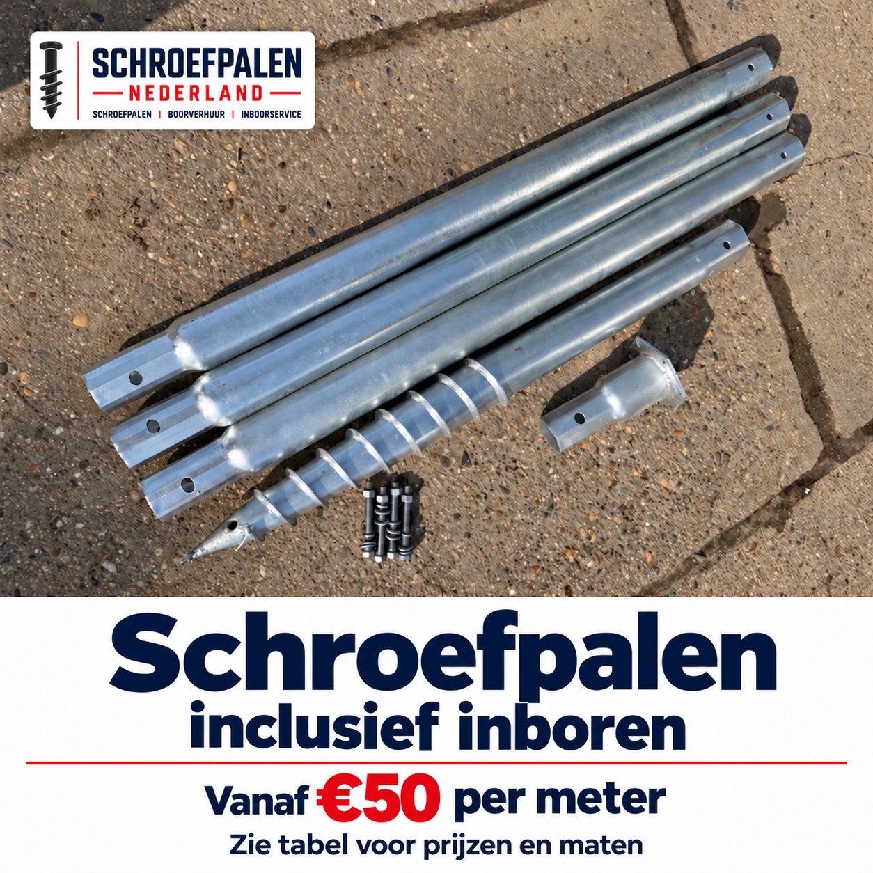 Schroefpalen schroeffundering – verlengbaar met inboren
