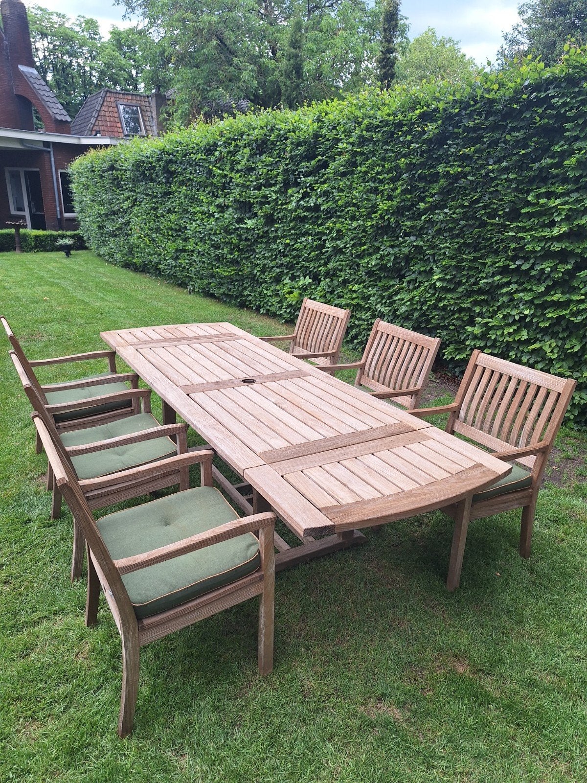 Teakhouten tuinset en tuinbank van Gloster., Tuin en Terras, Ophalen, Teakhout
