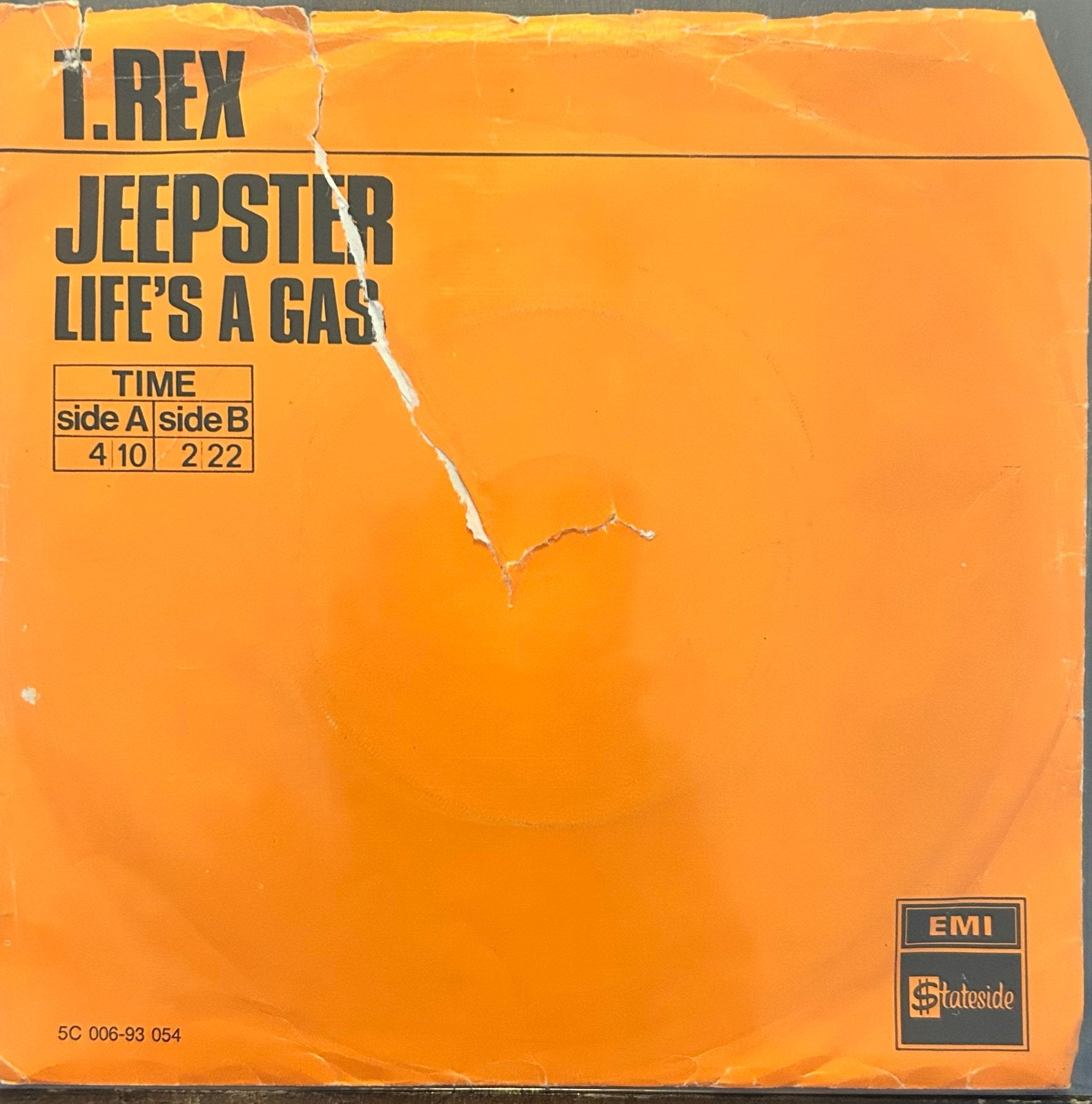 T. Rex - Jeepster / Life's a Gas (Vinyl Single), Cd's en Dvd's, Vinyl Singles, Gebruikt, Originele persing, 7 inch, Ophalen of Verzenden