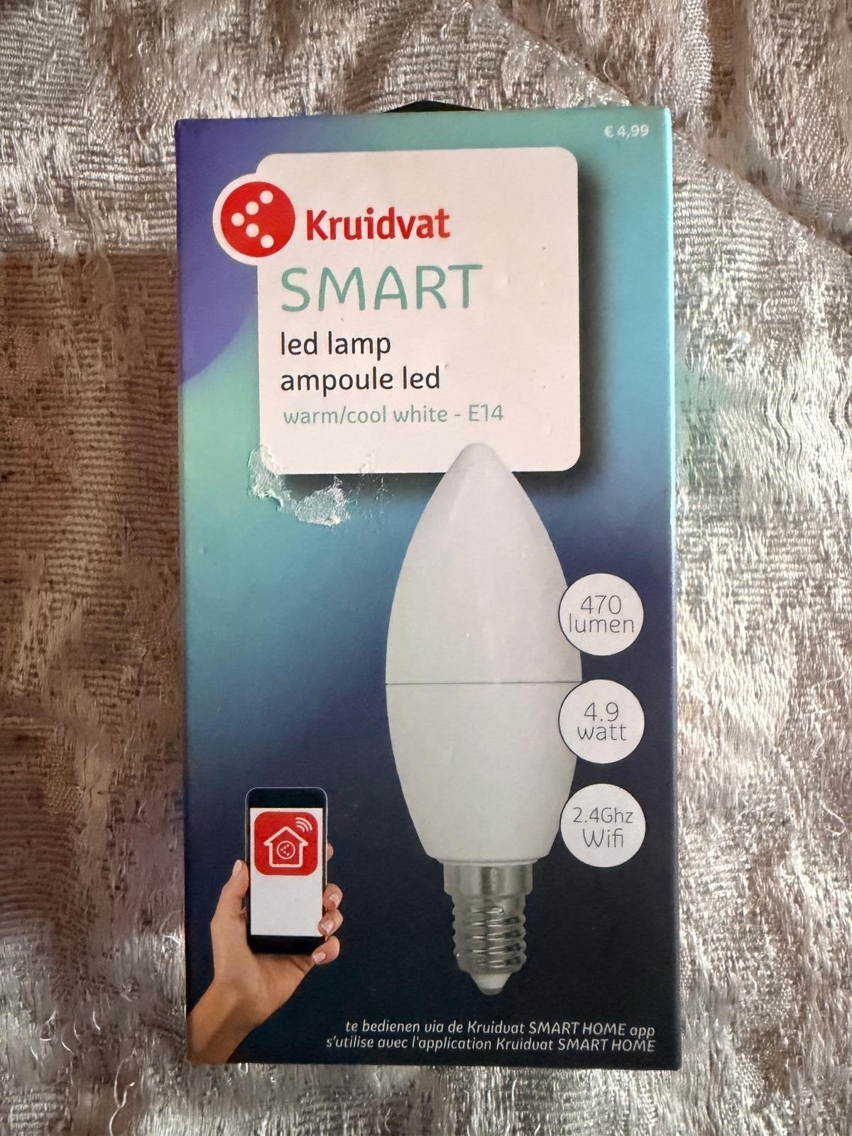 Kruidvat Smart LED Lamp E14 Warm/Koel Wit - 4.9W Wifi, Instelbaar wit, E14 (klein), Nieuw, Ophalen of Verzenden