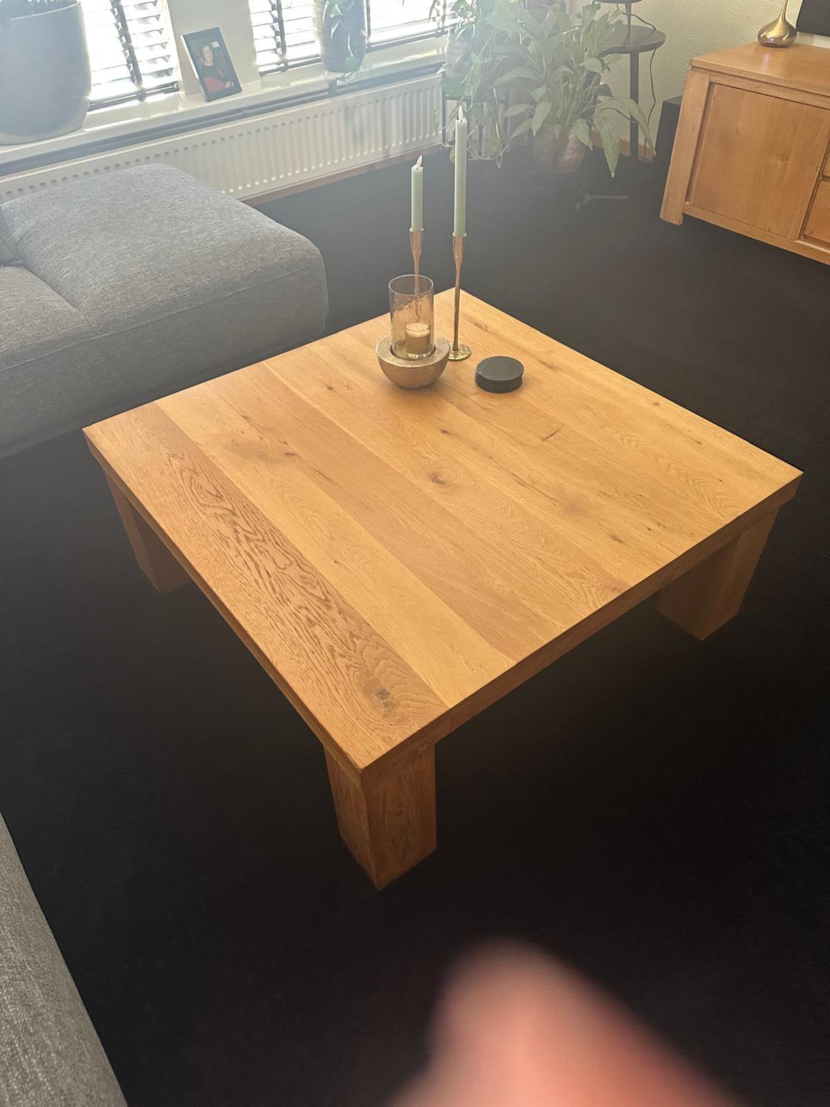 Te koop salon tafel, massief hout, Ophalen, Gebruikt, 50 tot 100 cm, 50 tot 100 cm