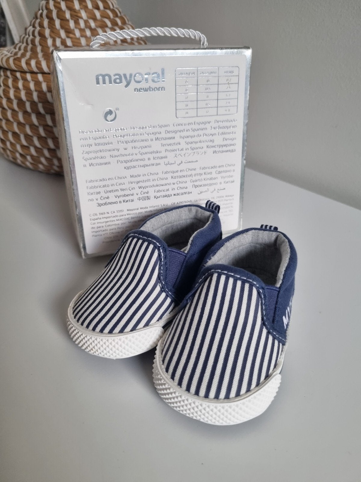 Mayoral Newborn gestreepte babyschoentjes maat 17., Jongen of Meisje, Schoenen, Nieuw, Ophalen of Verzenden