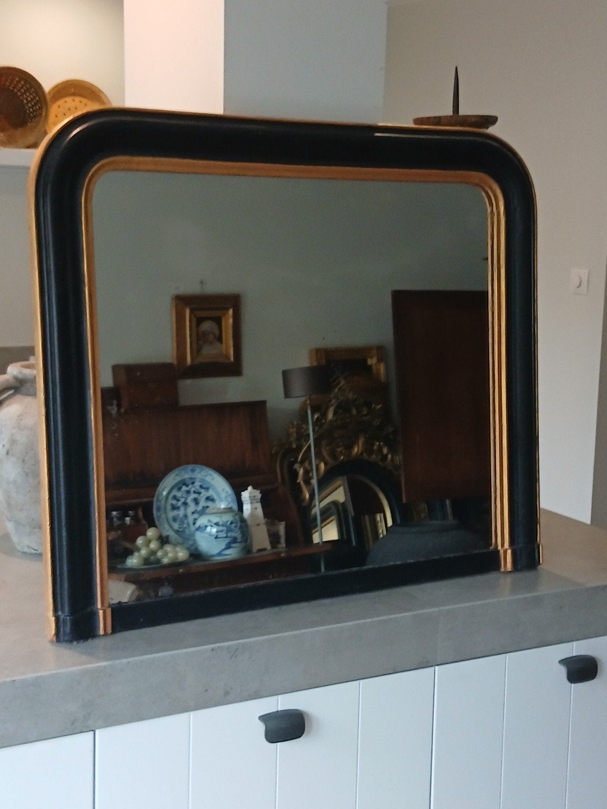 Prachtige grote Antieke Franse Louis Philippe Spiegel, Ophalen, Rechthoekig, 50 tot 100 cm