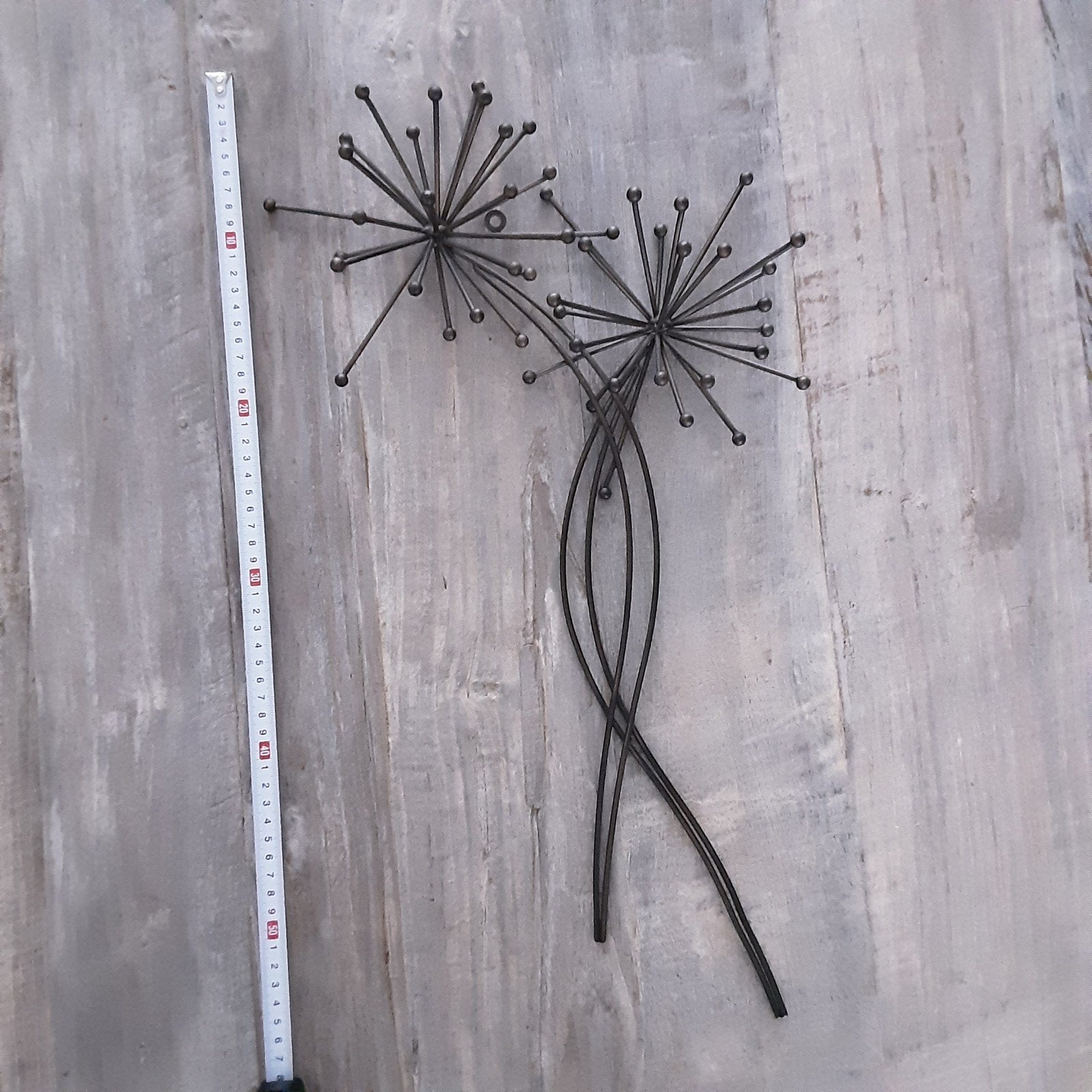 Vintage metalen wanddecoratie - Dandelion, Ophalen, Metaal, Gebruikt, Zwart