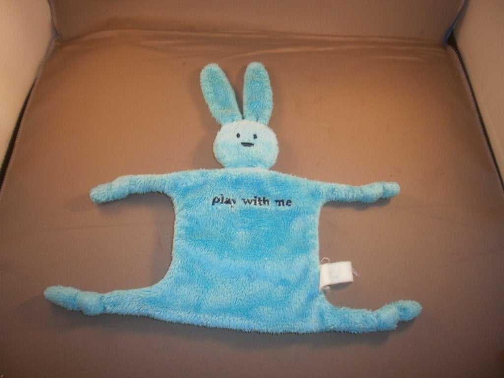 peas konijn blauw/wit velours play with me erop gestikt en, Blauw, Ophalen of Verzenden, Wasbaar, Middelgroot (20 tot 80 cm)