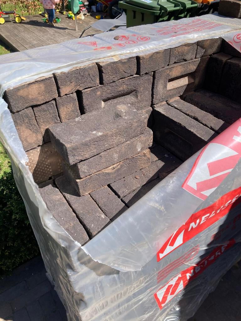 Zwart Mangaan bakstenen (ca. 3/4 pallet), Doe-het-zelf en Verbouw, Ophalen, Nieuw, Bakstenen