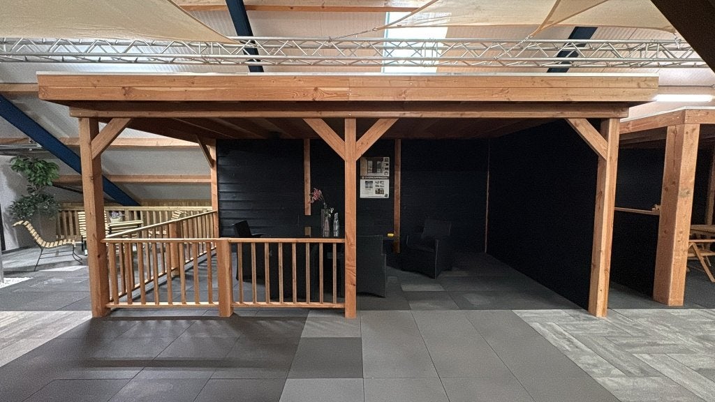 Douglas overkapping met plat dak 595x338,5x260 cm, Ophalen, Nieuw, Tuinpaviljoen