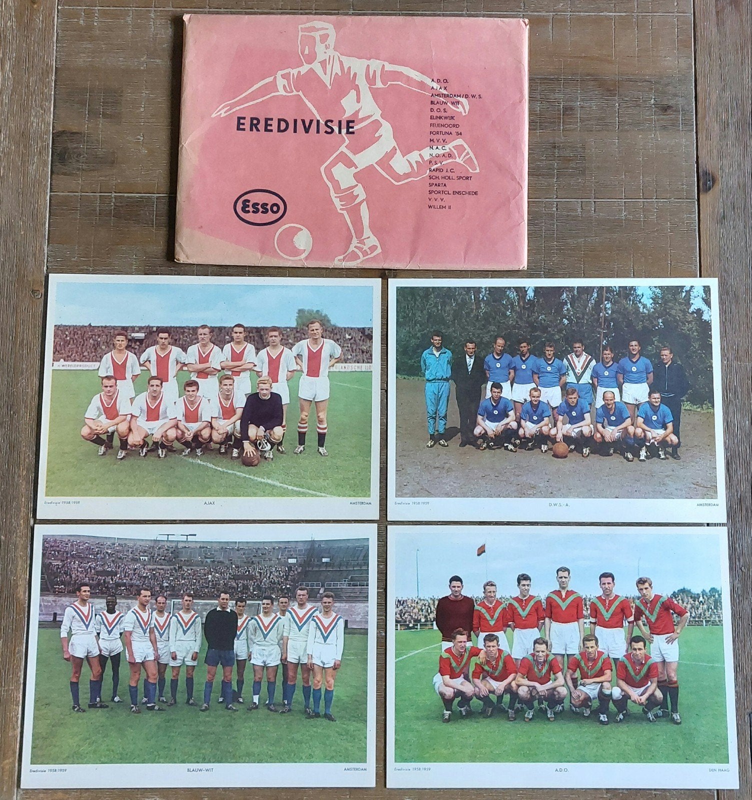 Esso Elftal Foto's 1958/1959 Eredivisie, Eerste Divisie A, B, Verzamelen, Sportartikelen en Voetbal, Ophalen of Verzenden, Zo goed als nieuw