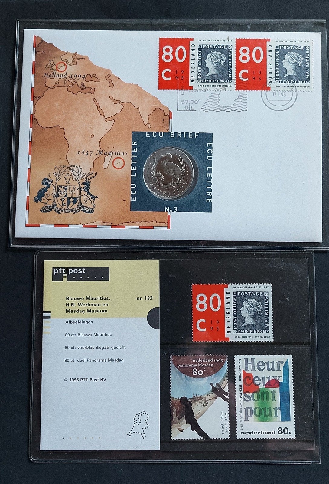 Ecu brief 3 en postzegelmapje 132, Ophalen of Verzenden, Nederland