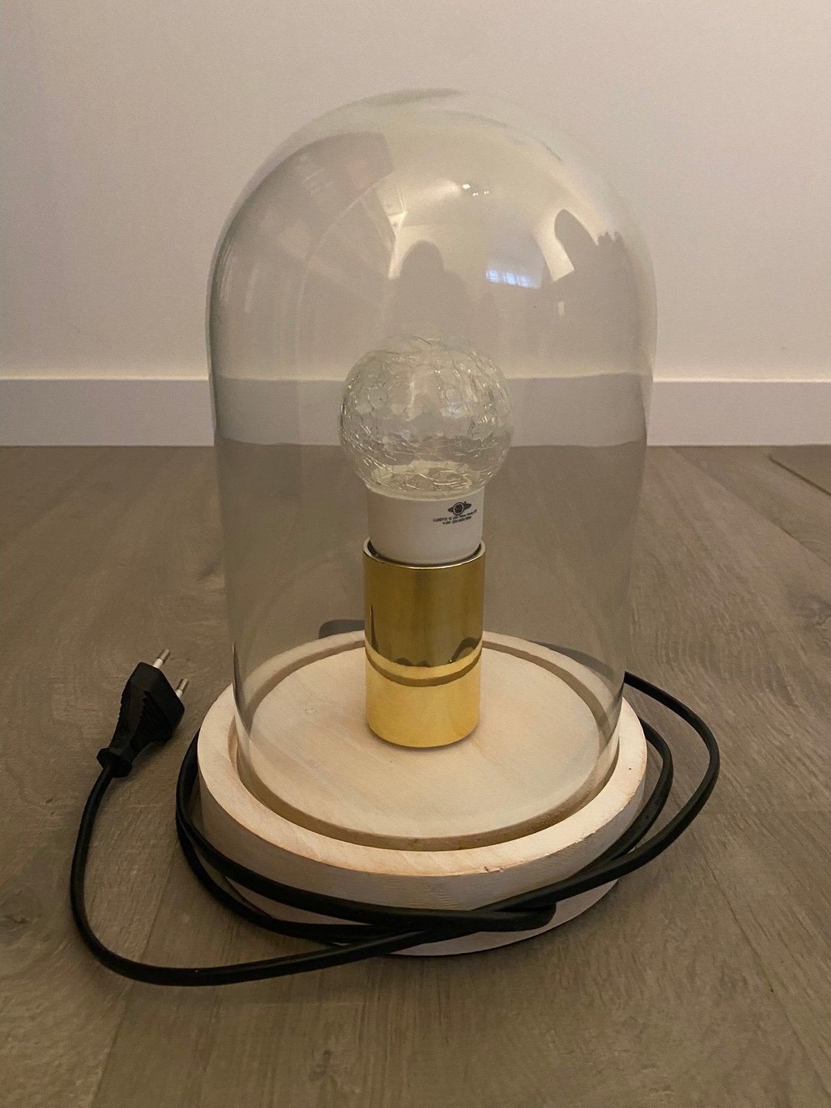 Moderne tafellamp wit met glazen stolp, Ophalen, Zo goed als nieuw, Glas, Minder dan 50 cm