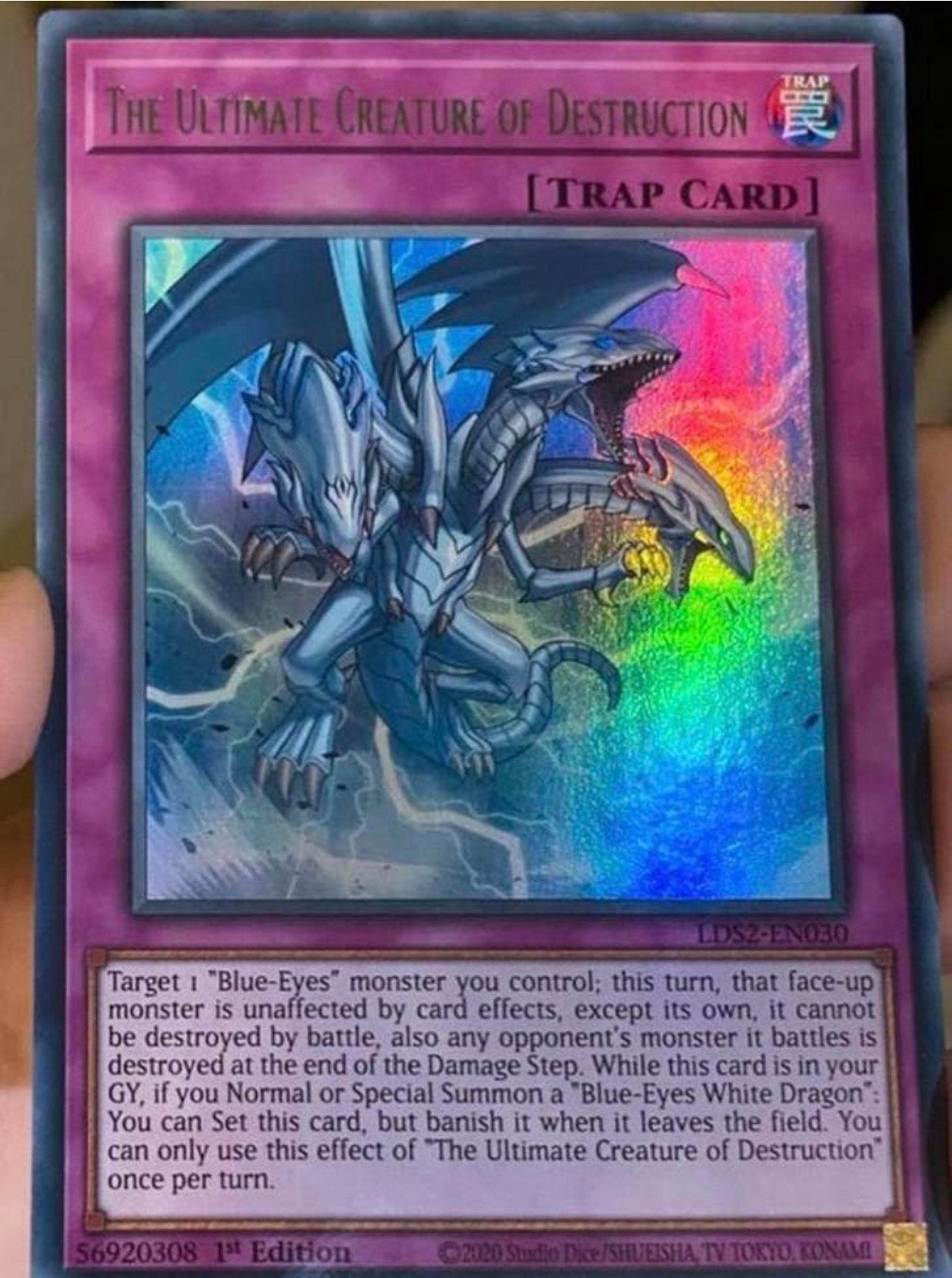 Yu-Gi-Oh! The Ultimate Creature of Destruction LDS2 1st Ed !, Ophalen of Verzenden, Zo goed als nieuw, Losse kaart, Foil